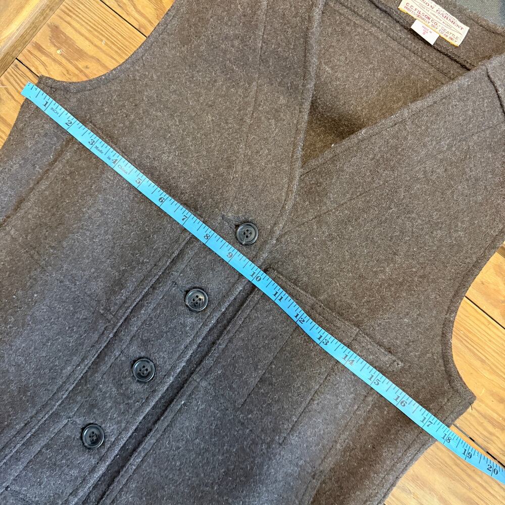 Filson Mackinaw Wool Brown Vest Mens Small - Picture 9 of 9